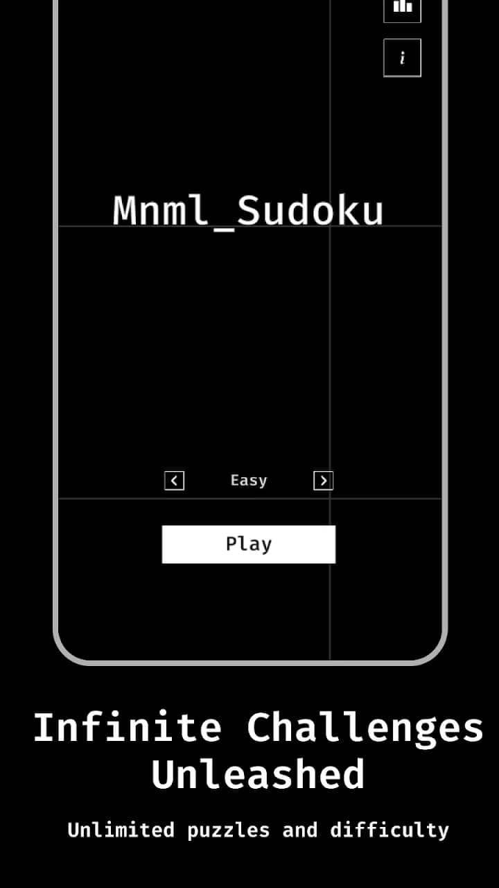 Minimal Sudoku start screen with the difficulty set to Easy and a Play button
